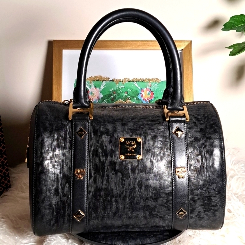MCM Saffiano Leather Boston Bag 25